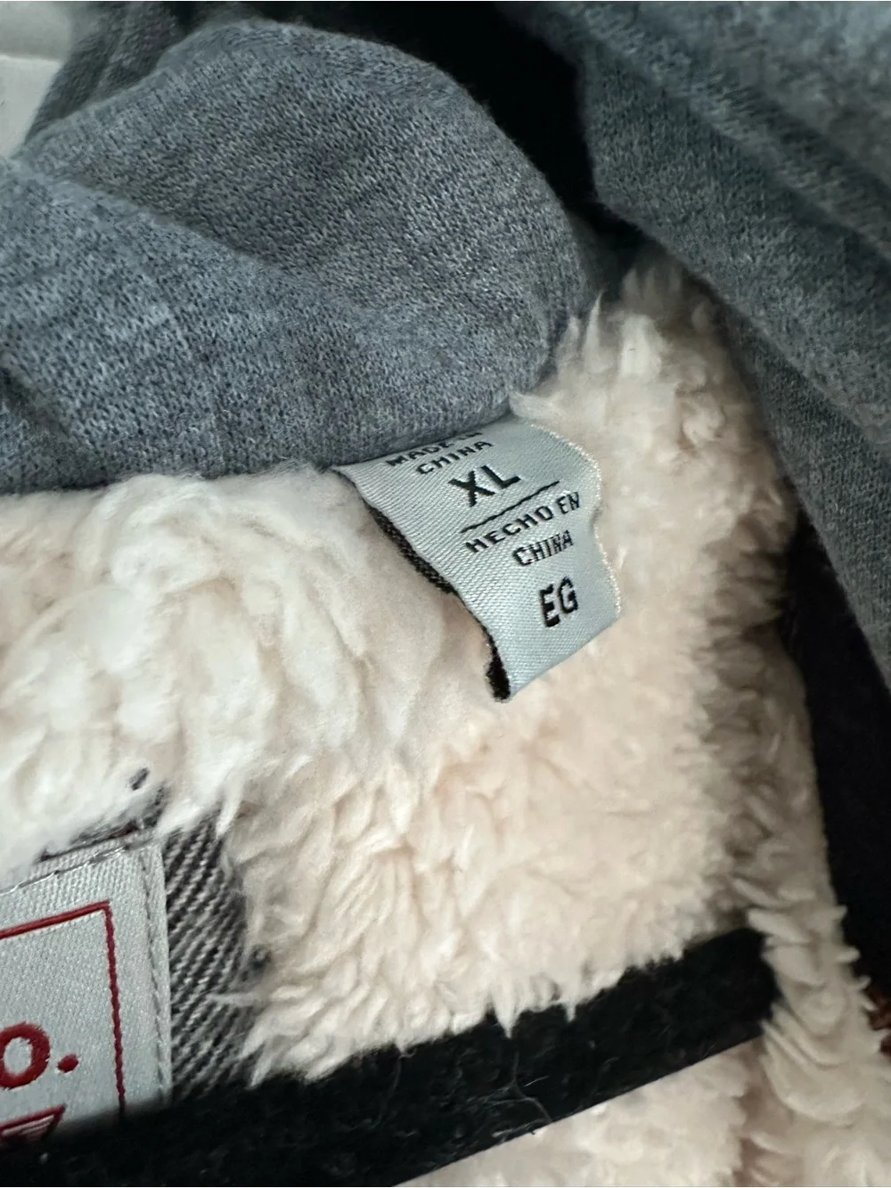 Levi's Plaid Sherpa-Lined Hooded Shirt Jacket - Black, Cream & Brown - Picture 3 of 5